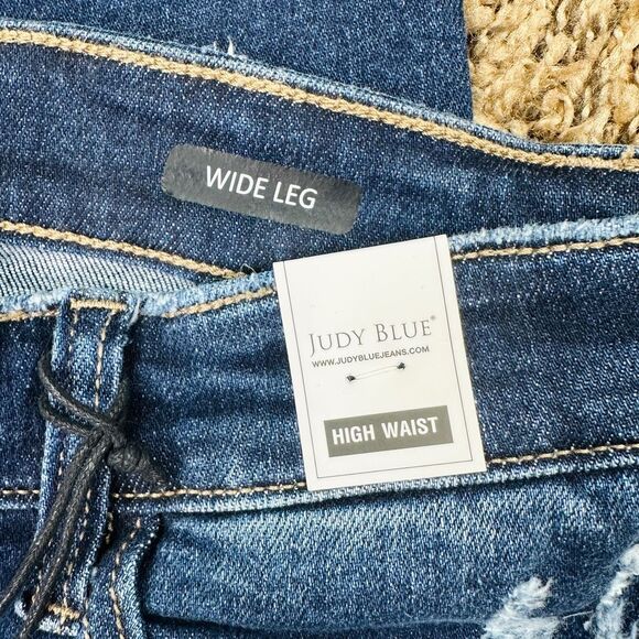 Judy Blue High-Rise Dark Wash Cropped Wide Leg Jeans - Size 7 / 28 - Picture 7 of 8